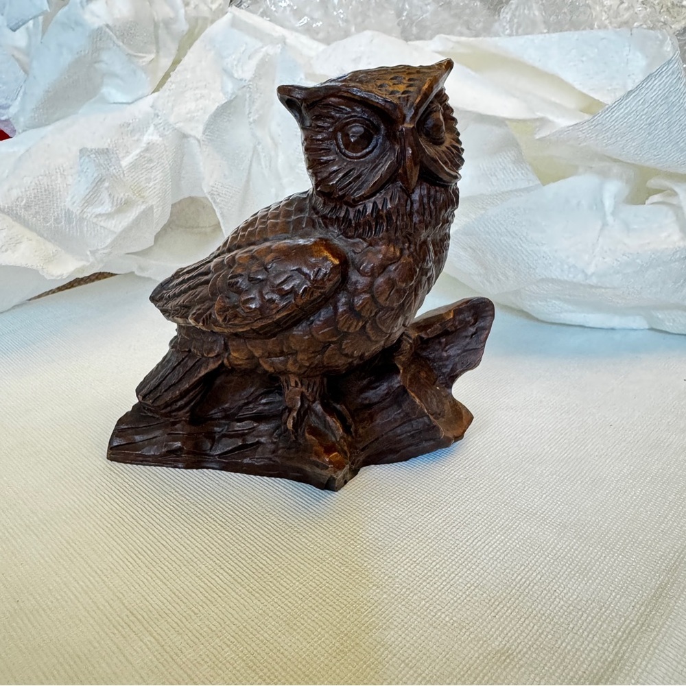 Vintage Handcrafted Brown Owl Figurine
